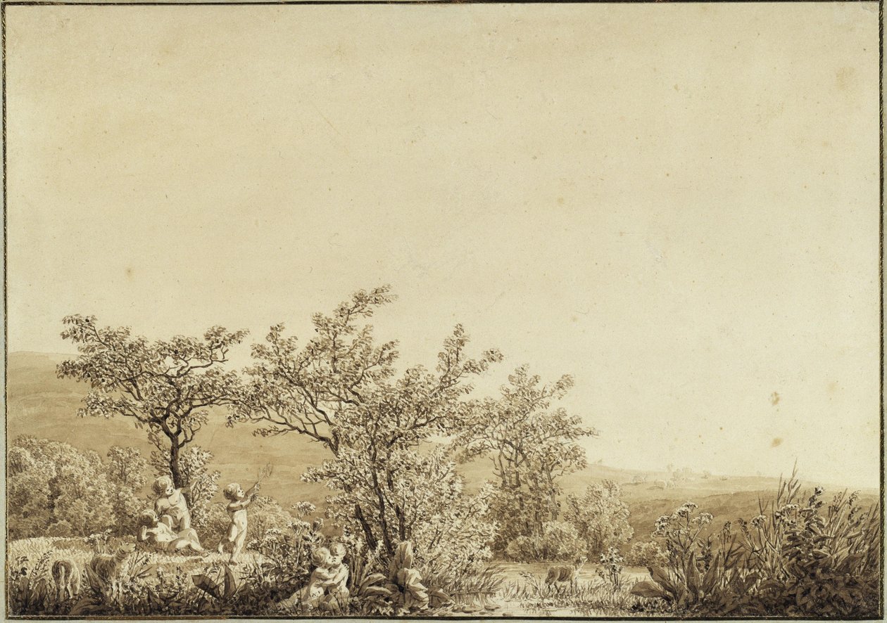 A primavera - A manhã - A infância (do ciclo das estações, das horas do dia e das idades da vida de 1803) de Caspar David Friedrich