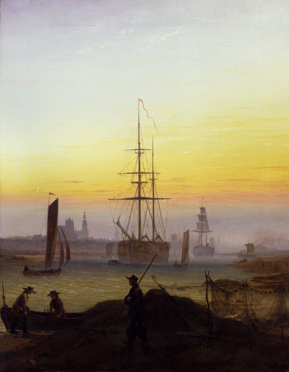 No porto de Greifswald de Caspar David Friedrich