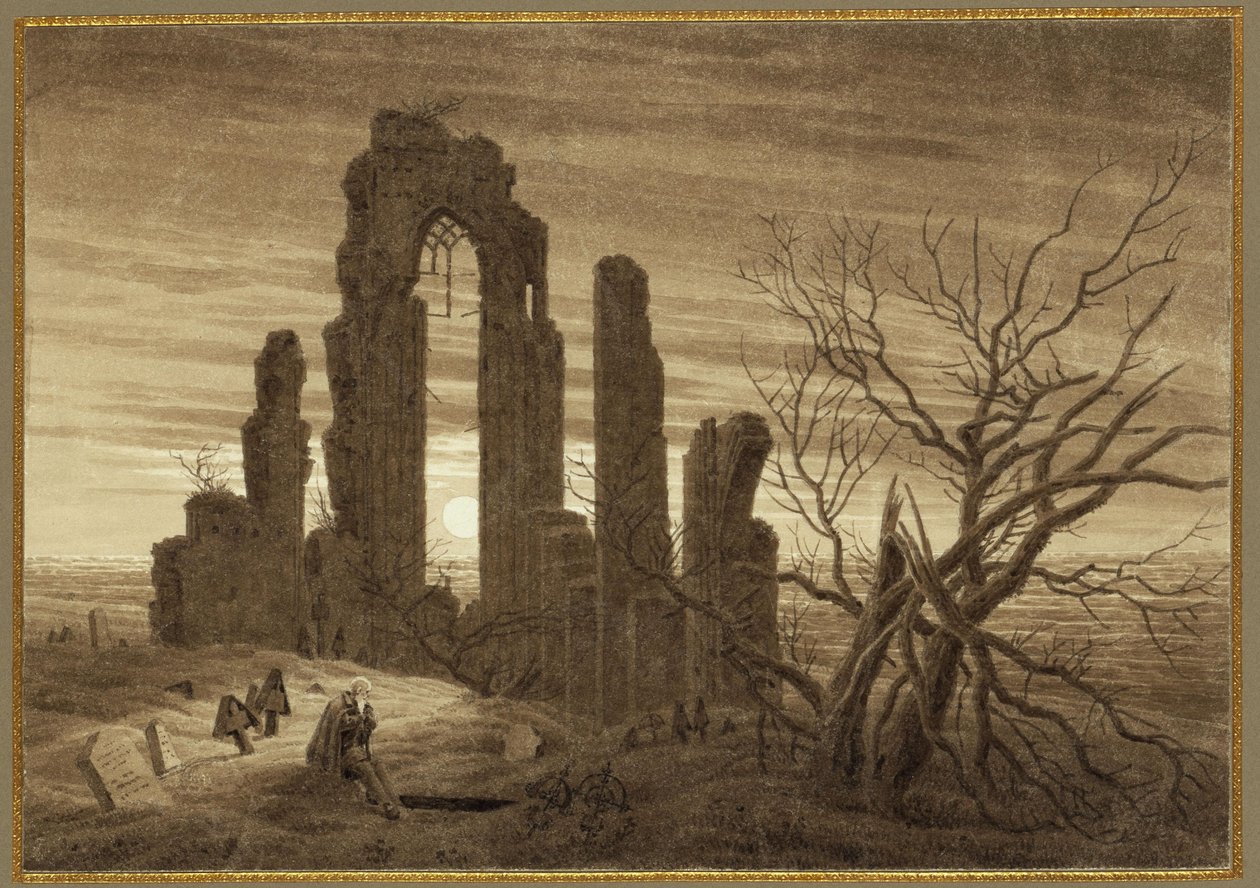O inverno - A noite - Velhice e morte (do ciclo das horas do dia e das idades da vida de 1803) de Caspar David Friedrich