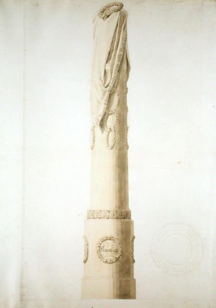 Design para uma coluna comemorativa (caneta, lápis e sépia no papel) de Caspar David Friedrich