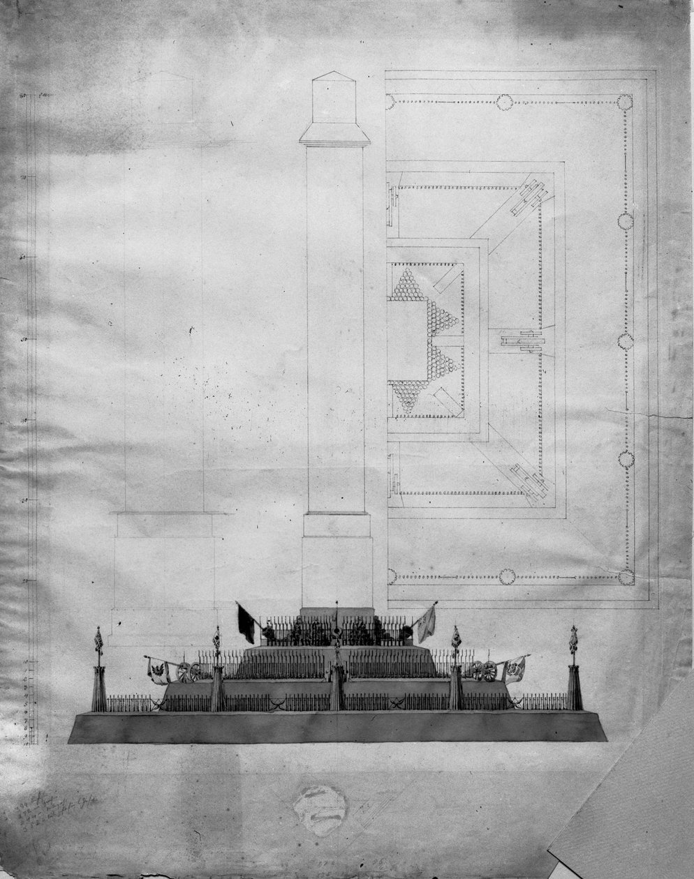 Design para um memorial de guerra (lápis, tinta e wc no papel) de Caspar David Friedrich
