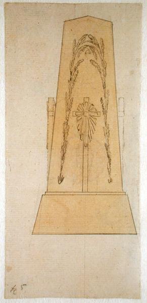 Design para um monumento de 1812 (caneta com lavagem amarela sobre papel) de Caspar David Friedrich
