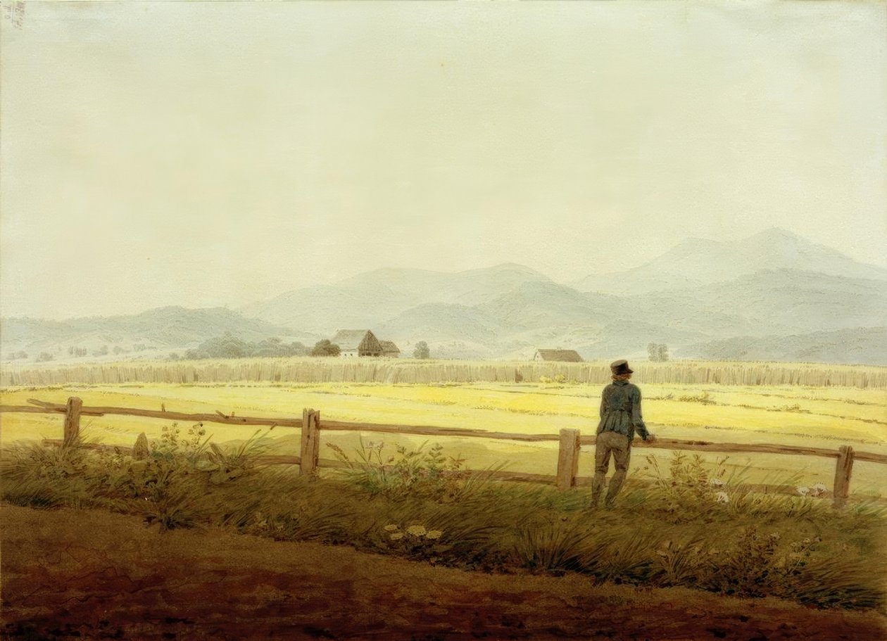 Paisagem montanhosa com figura (Schmiedeberger Kamm) de Caspar David Friedrich