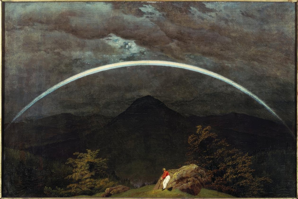 Paisagem montanhosa com arco-íris de Caspar David Friedrich