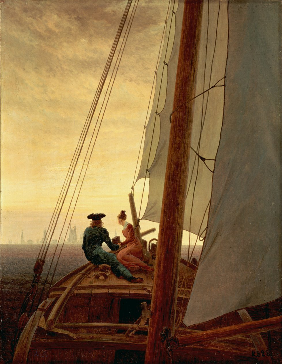Alemão: Auf dem Segler Num barco à vela de Caspar David Friedrich
