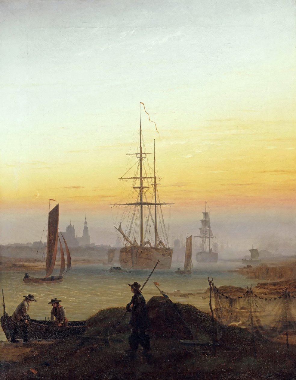 Alemão: Der Greifswalder Hafen O porto de Greifswald de Caspar David Friedrich