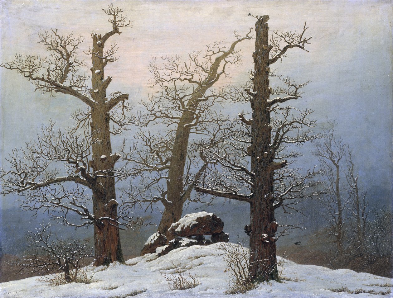 Alemão: Hünengrab im Schnee Cairn in Snow de Caspar David Friedrich