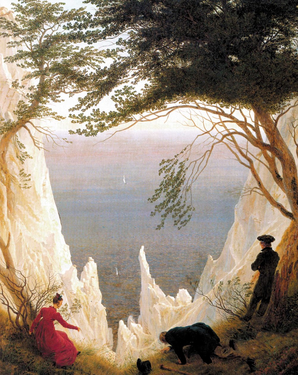 Alemão: Kreidefelsen auf Rügen Falésias de giz em Ruegen de Caspar David Friedrich