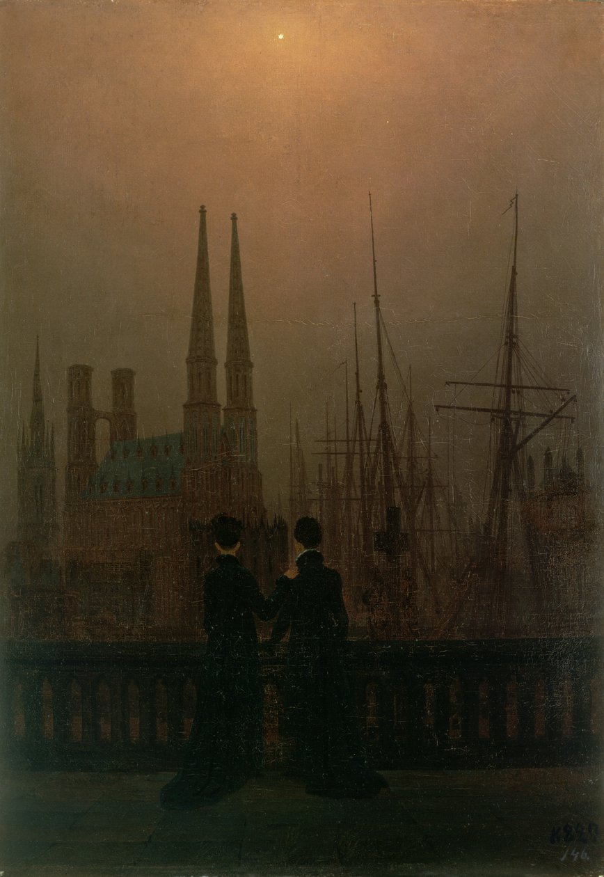 Harbor at Night (Sisters), c.1818-20 de Caspar David Friedrich