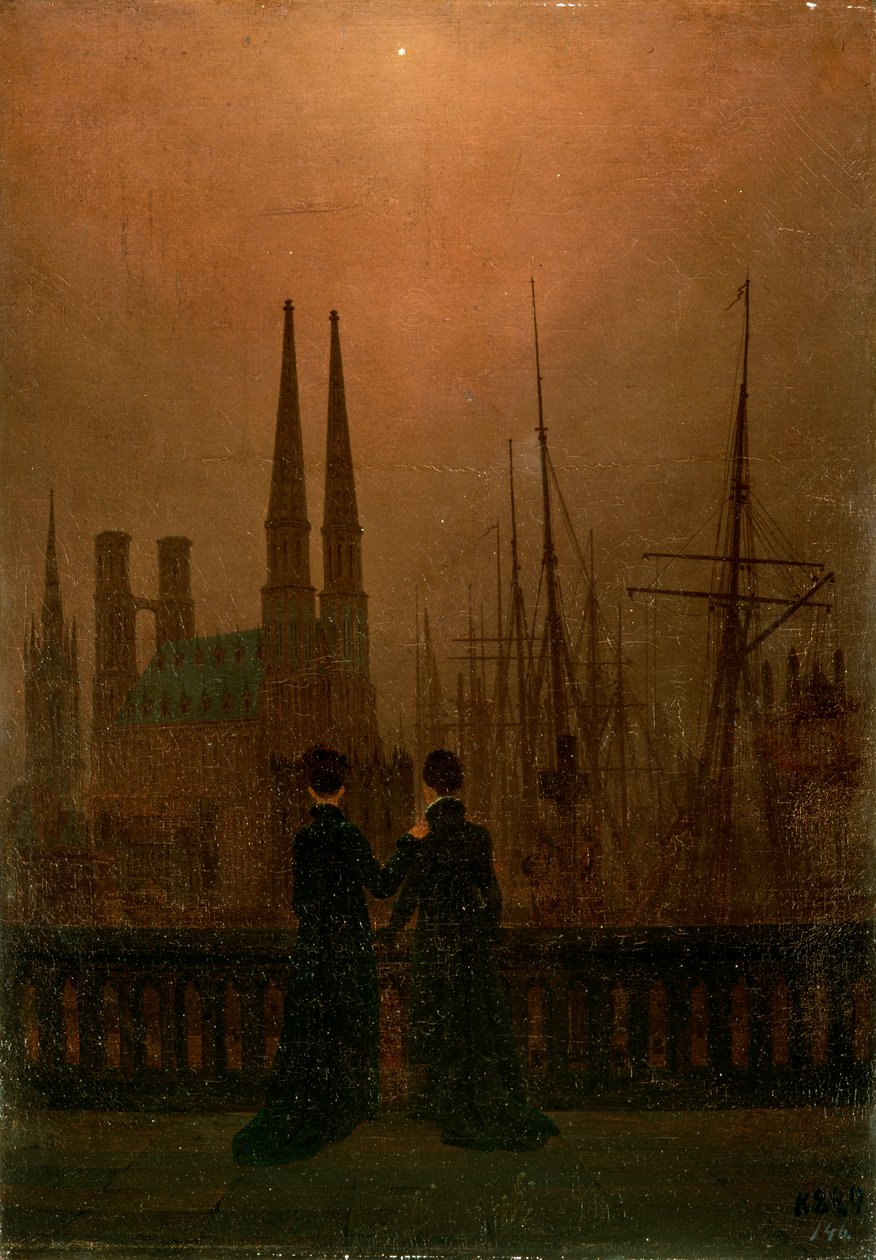 Porto em irmãs da noite, 1818-1820. de Caspar David Friedrich