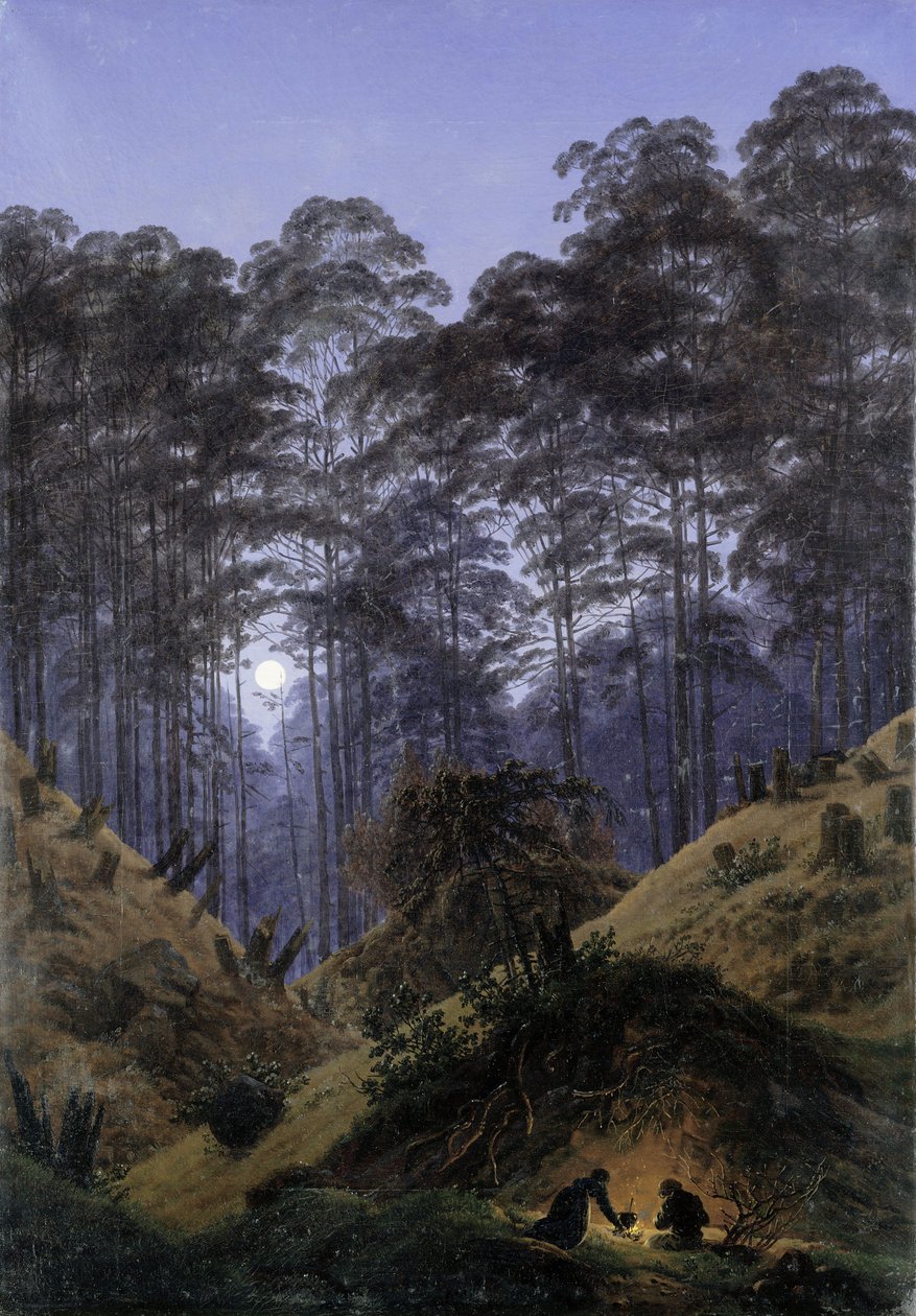 Na floresta ao luar de Caspar David Friedrich