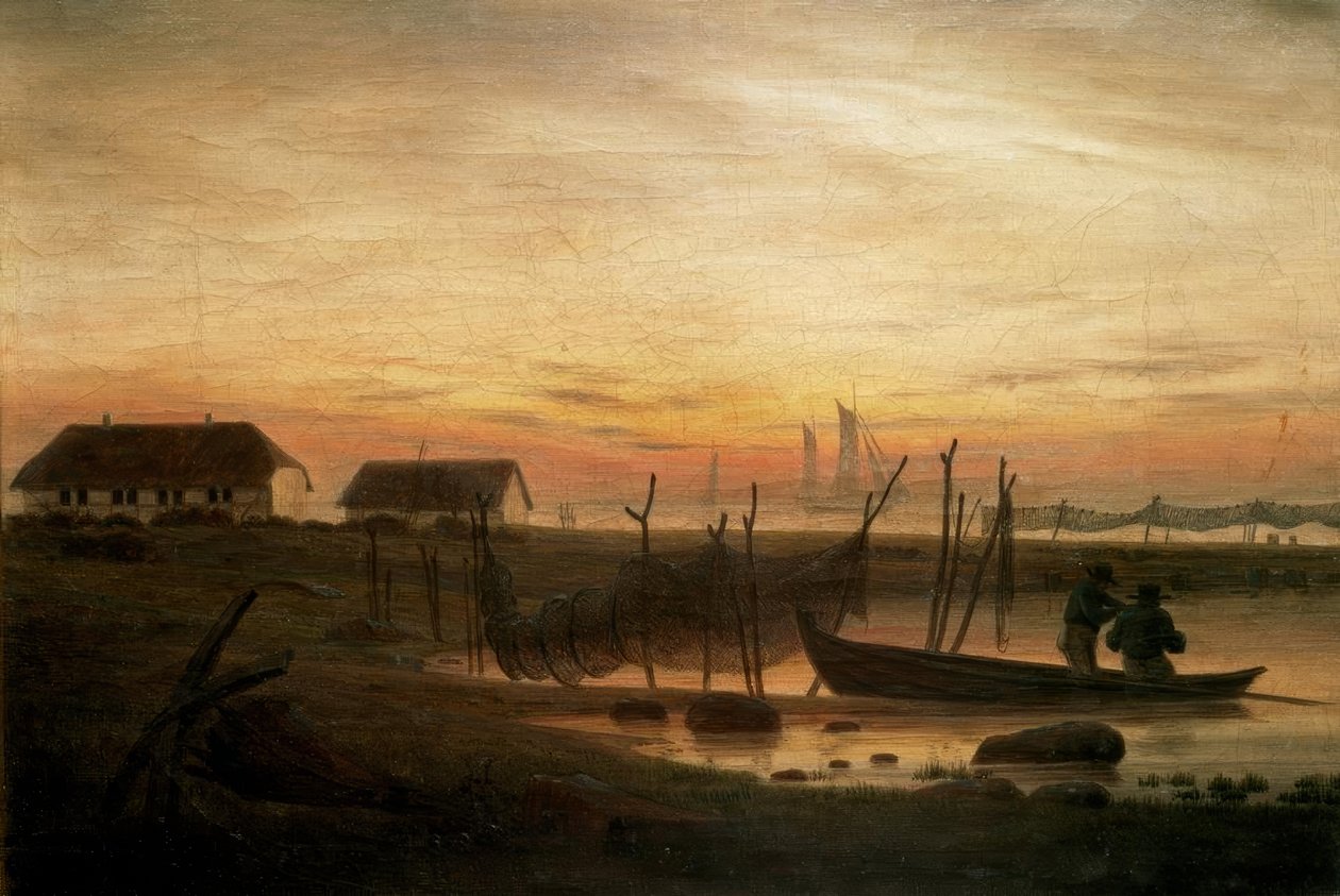 Paisagem costeira à luz da noite de Caspar David Friedrich