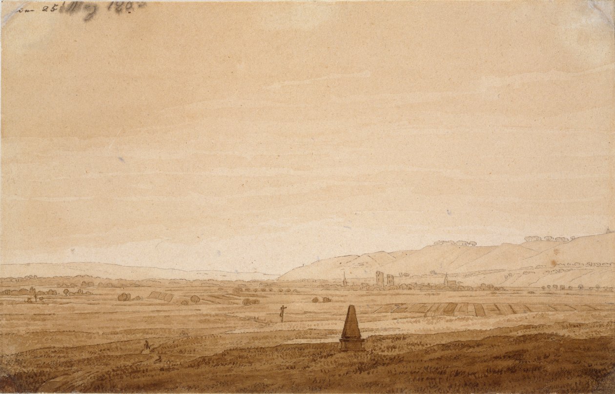 Paisagem com um obelisco, 1803 de Caspar David Friedrich