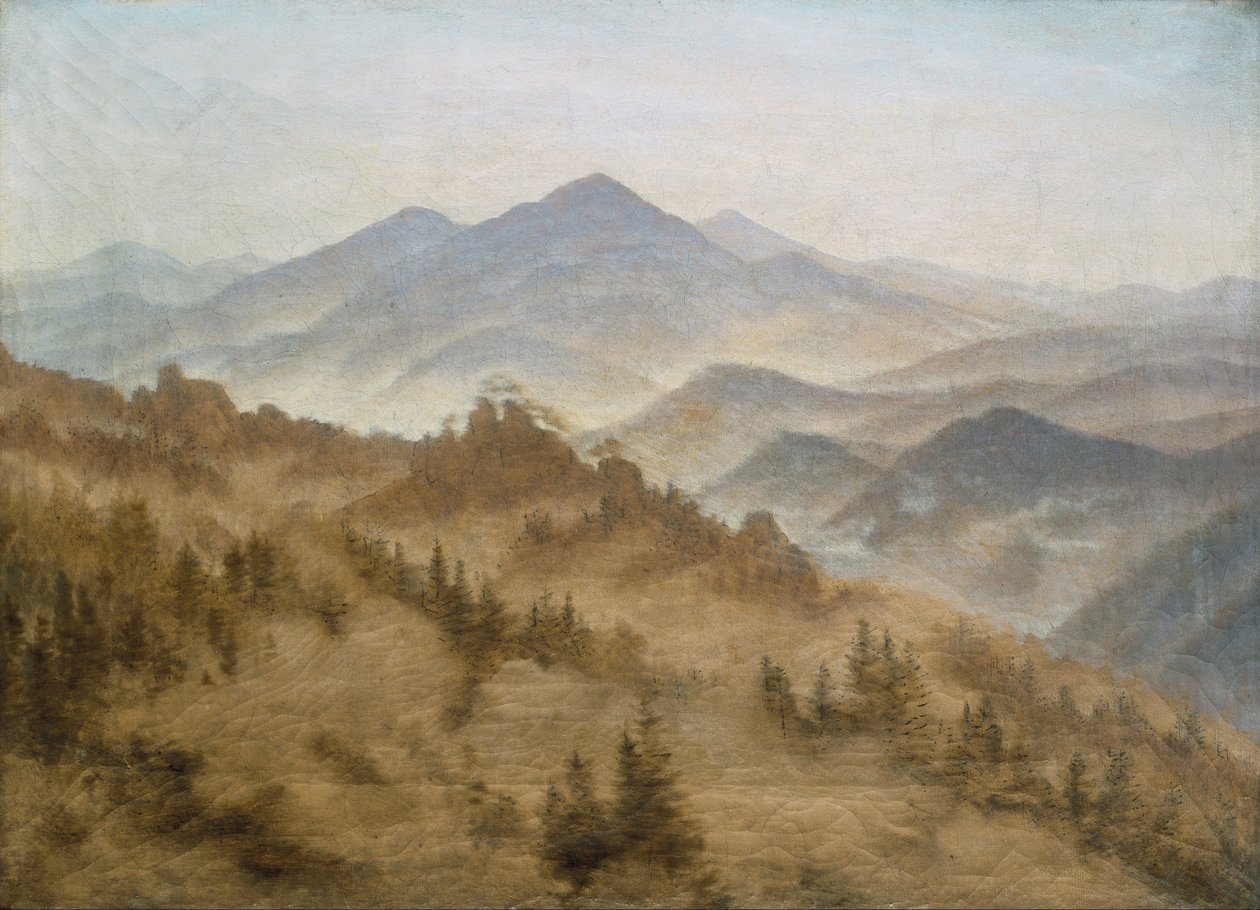 Paisagem com o Rosenberg nas montanhas da Boémia de Caspar David Friedrich