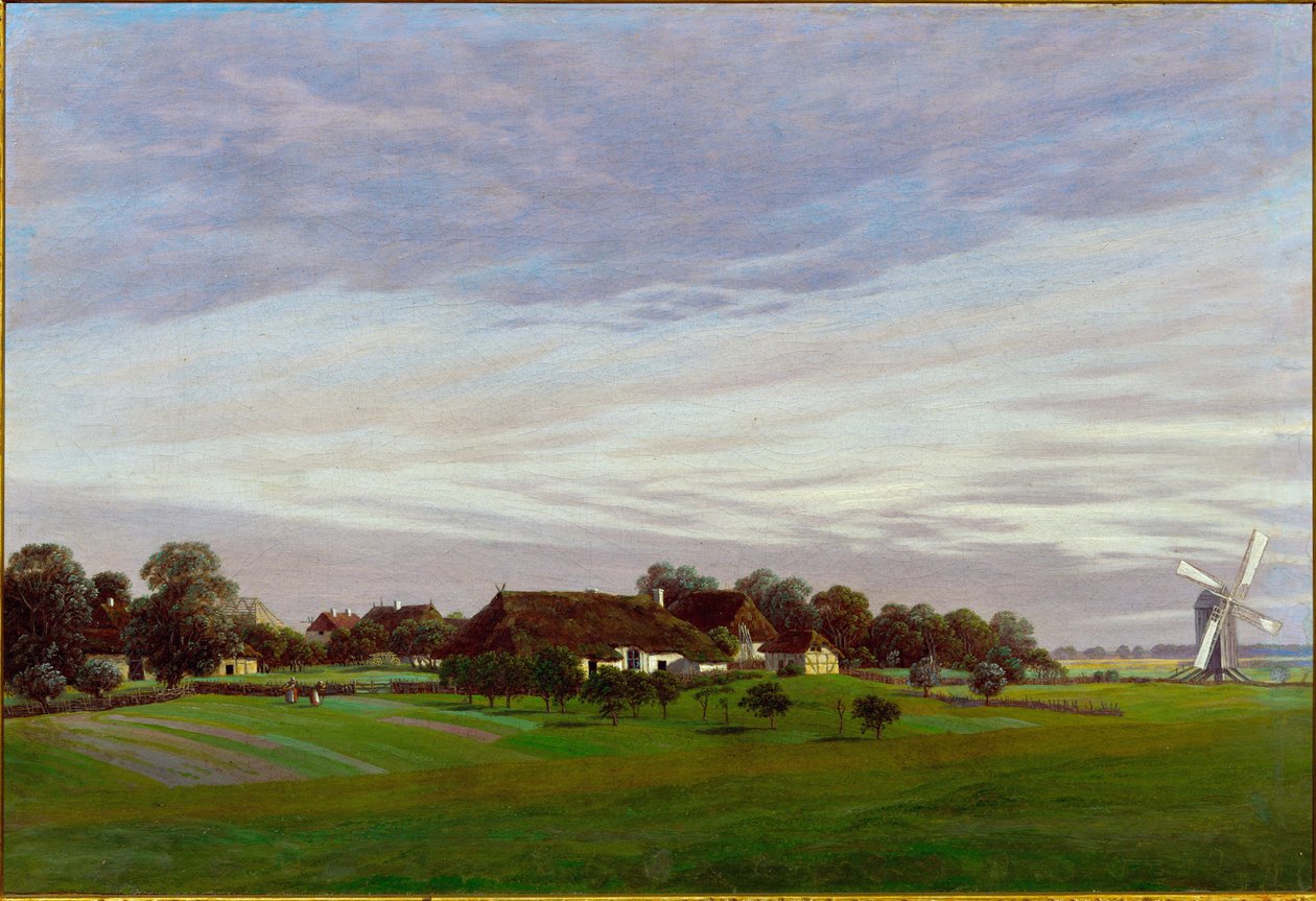 "" O país plano "" Arredores de Greifswald, Alemanha de Caspar David Friedrich