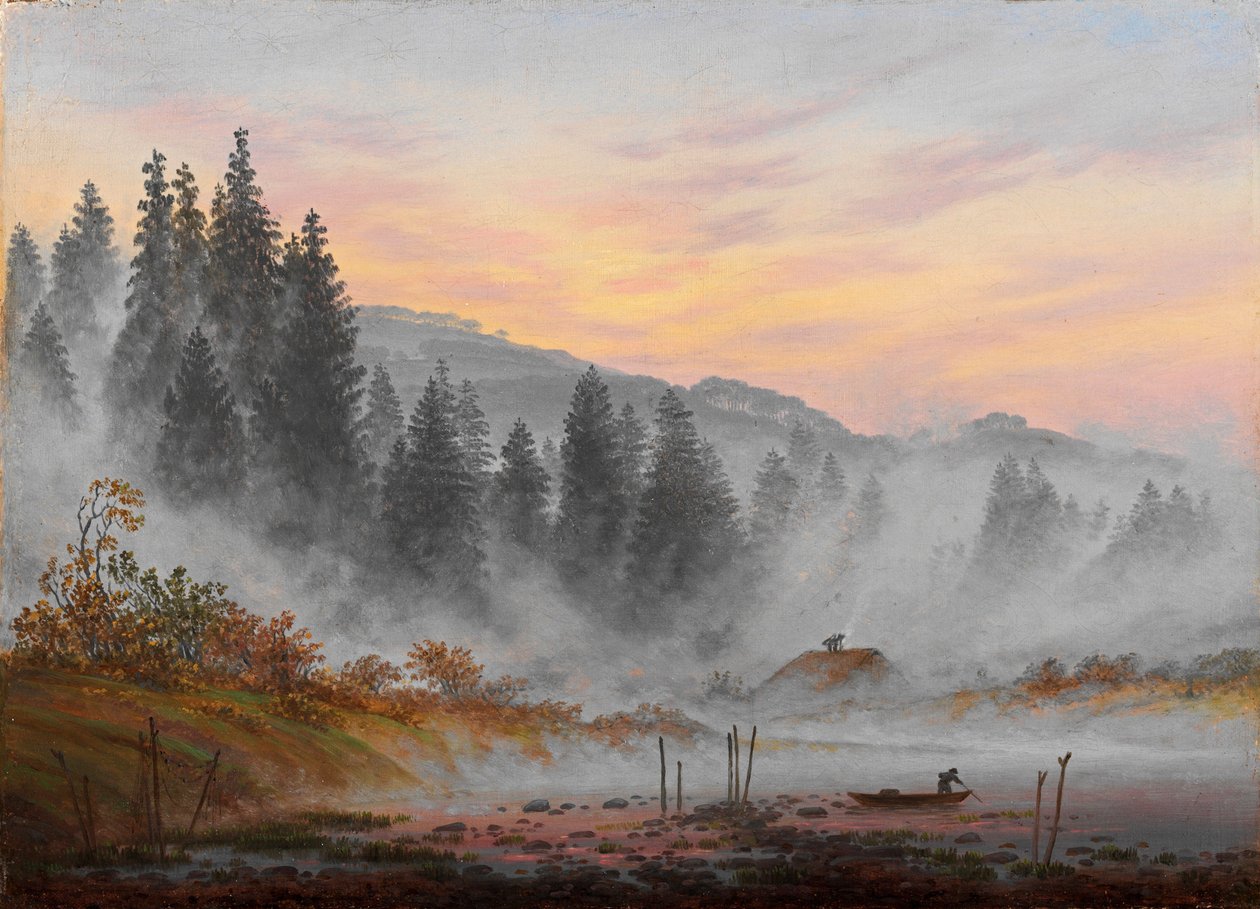 ""Moments de la journee : le matin"" (As horas do dia: A manhã) Peinture de Caspar David Friedrich (1774-1840) 1821-1822 - Óleo sobre tela Dim 22x30 cm Niedersaechsisches Landesmuseum, Hannover de Caspar David Friedrich