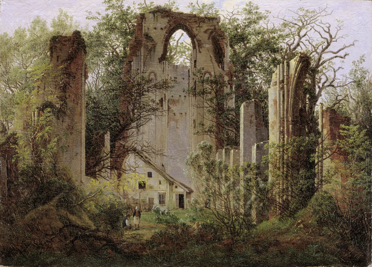 Ruína do mosteiro Eldena perto de Greifswald, ca 1825. de Caspar David Friedrich