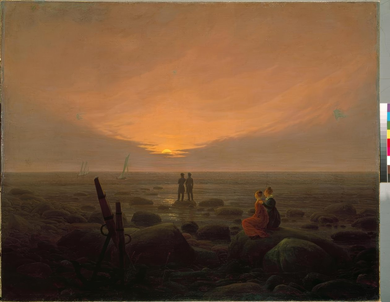 Nascer da lua no mar de Caspar David Friedrich