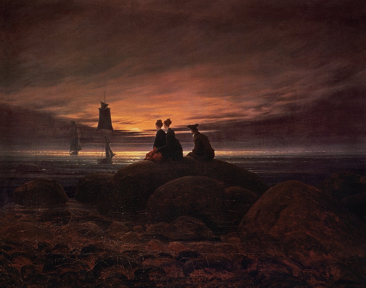 A Lua Sobe Sobre o Mar de Caspar David Friedrich
