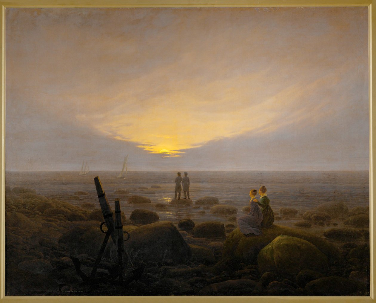 Nascer da lua à beira-mar (óleo sobre tela) de Caspar David Friedrich