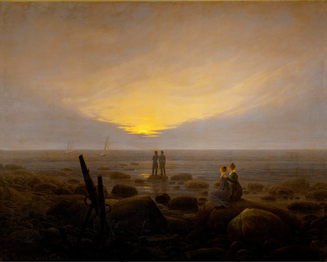 Nascer da lua sobre o mar de Caspar David Friedrich