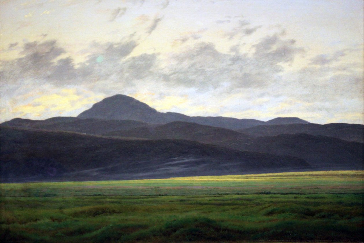 Paisagem de montanha em Bohemis de Caspar David Friedrich