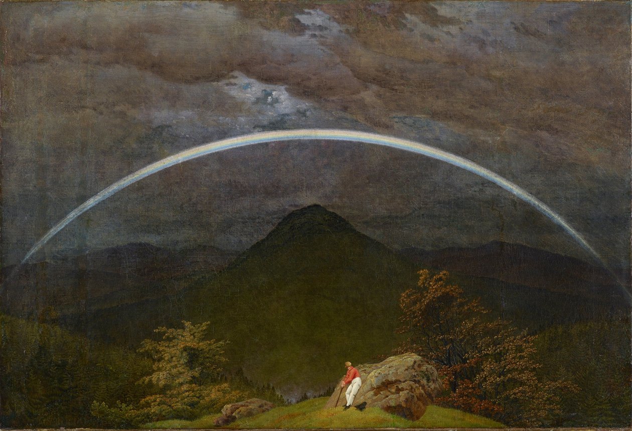 Paisagem montanhosa com arco-íris de Caspar David Friedrich
