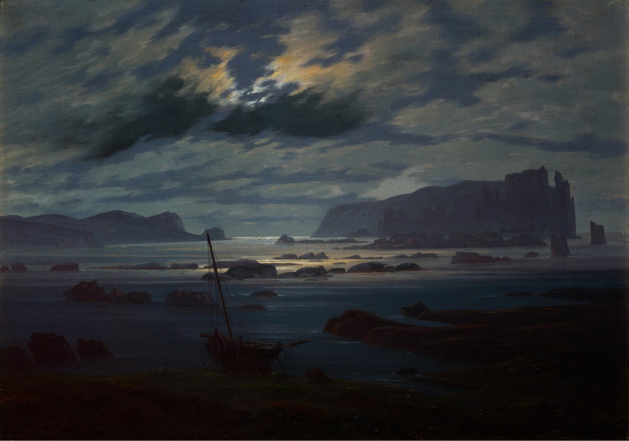 O Mar do Norte ao luar de Caspar David Friedrich