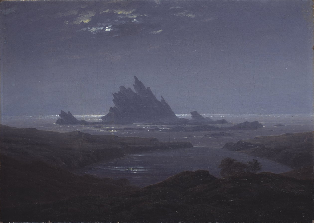 Recife rochoso na costa do mar, c. 1824 de Caspar David Friedrich