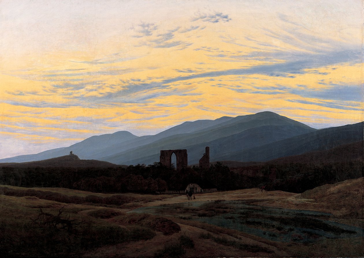 Ruínas da abadia de Eldena no Riesengebirge, ca 1834 de Caspar David Friedrich