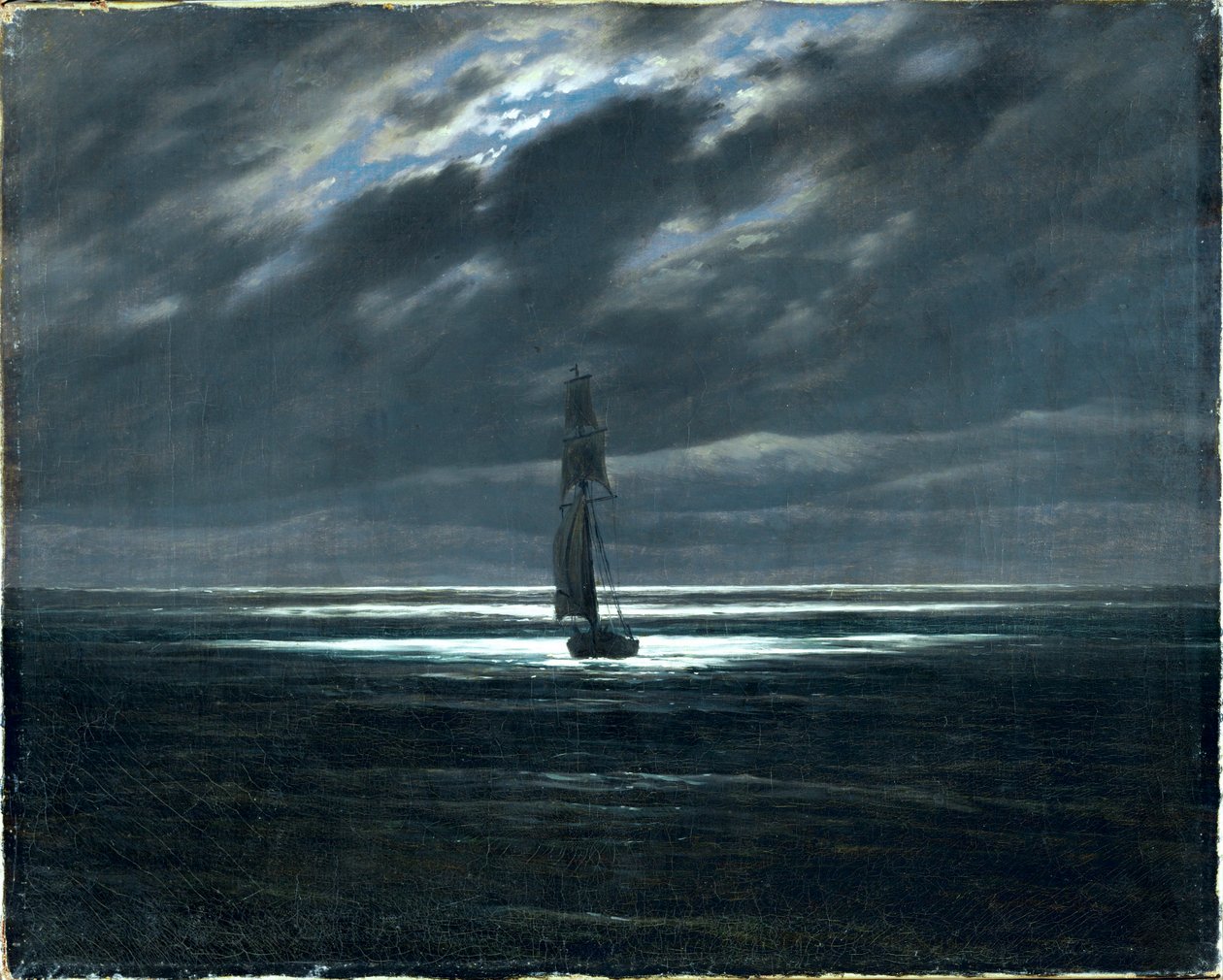Peça de mar ao luar (óleo sobre tela) de Caspar David Friedrich