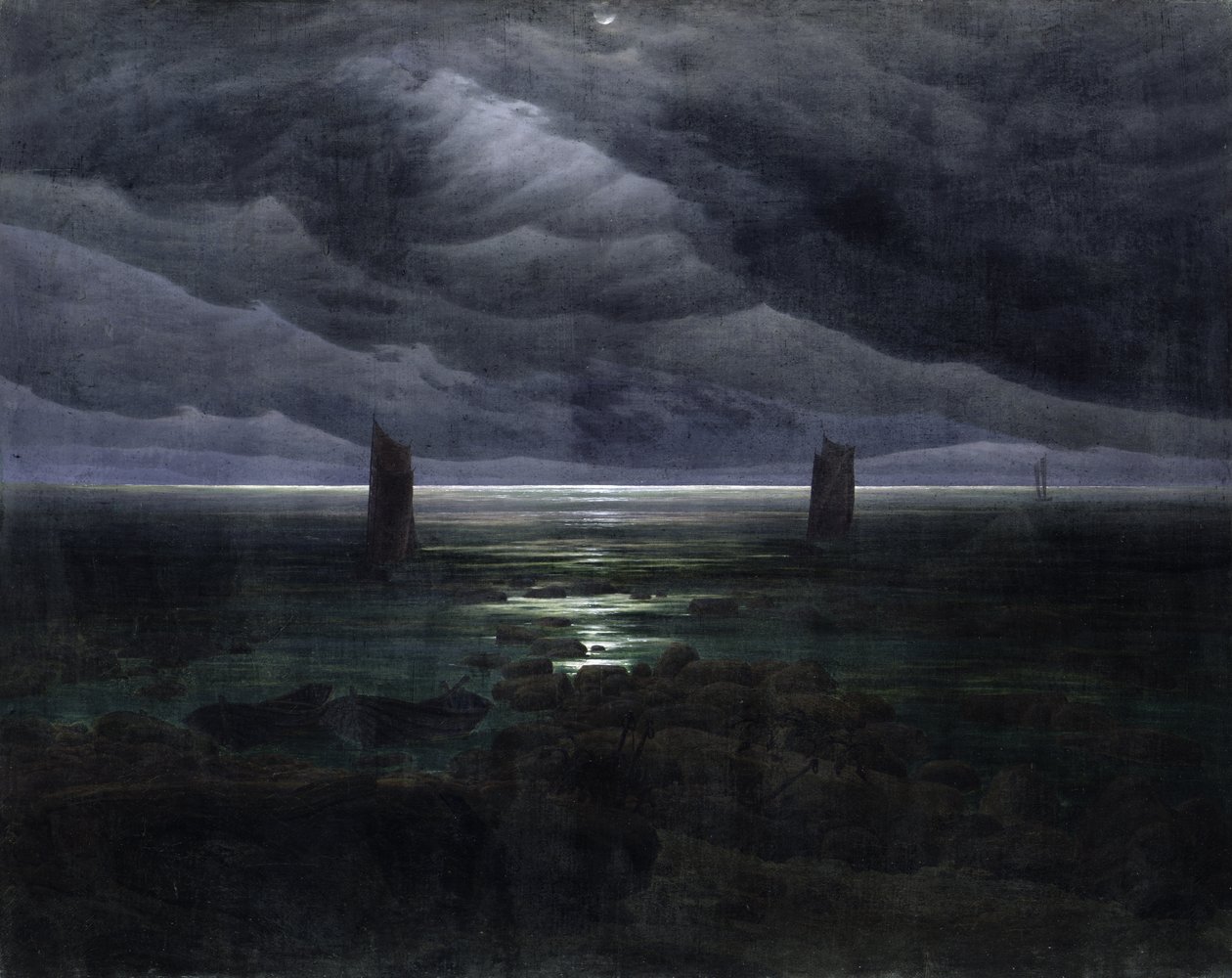 Costa do mar ao luar de Caspar David Friedrich