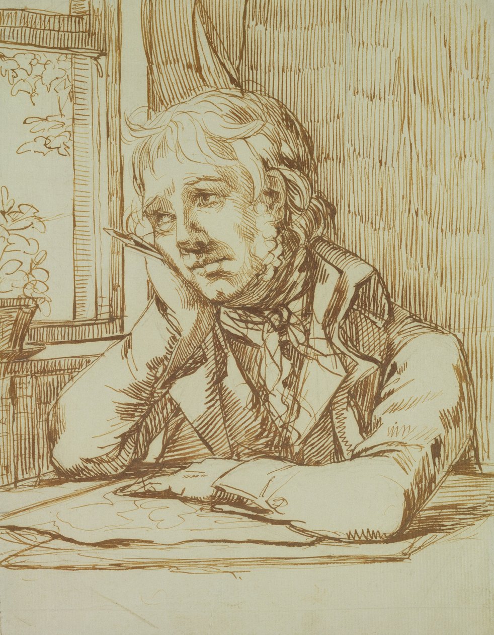 Autorretrato com braço apoiado de Caspar David Friedrich