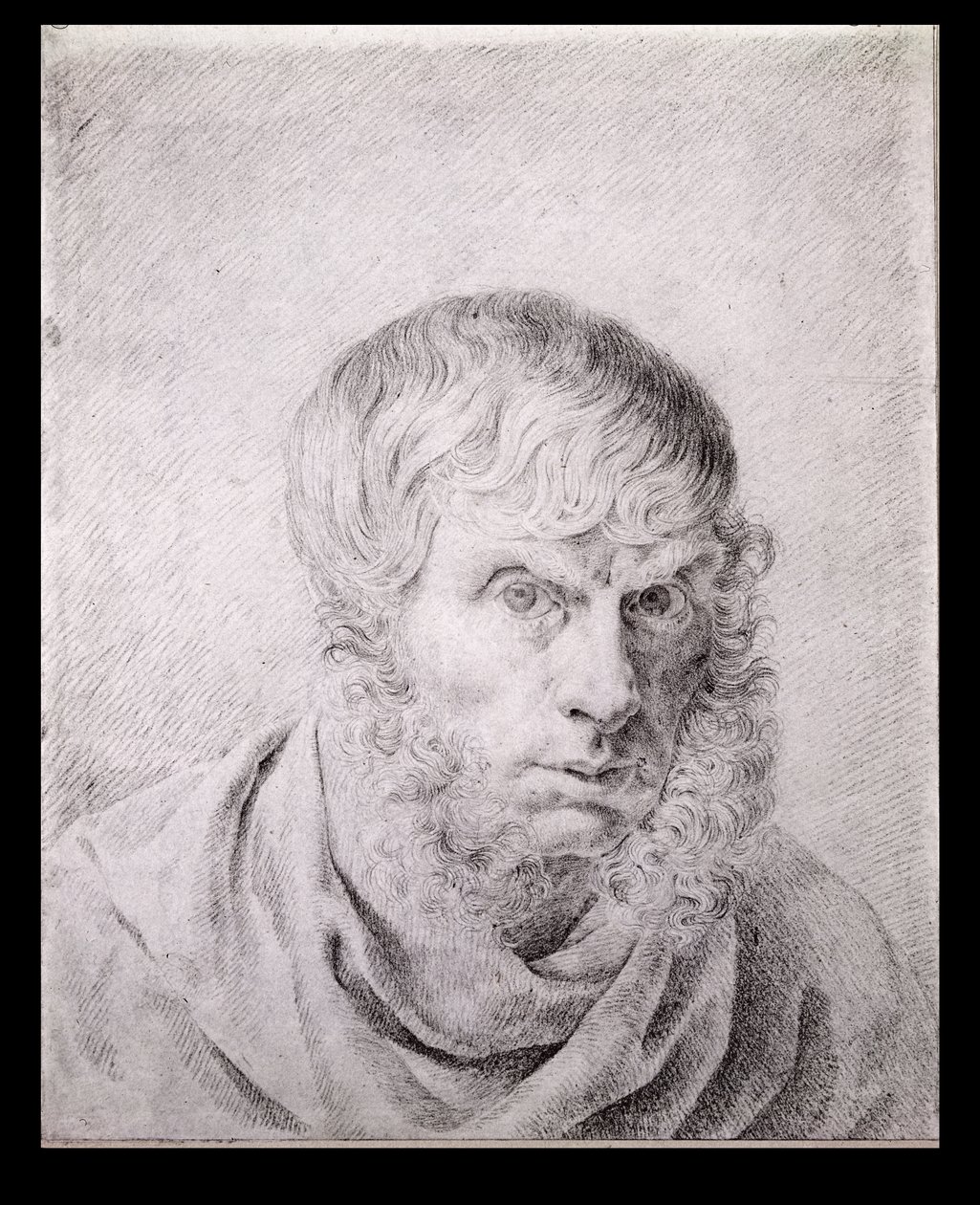 Auto-retrato, c.1810 (giz preto sobre papel) de Caspar David Friedrich