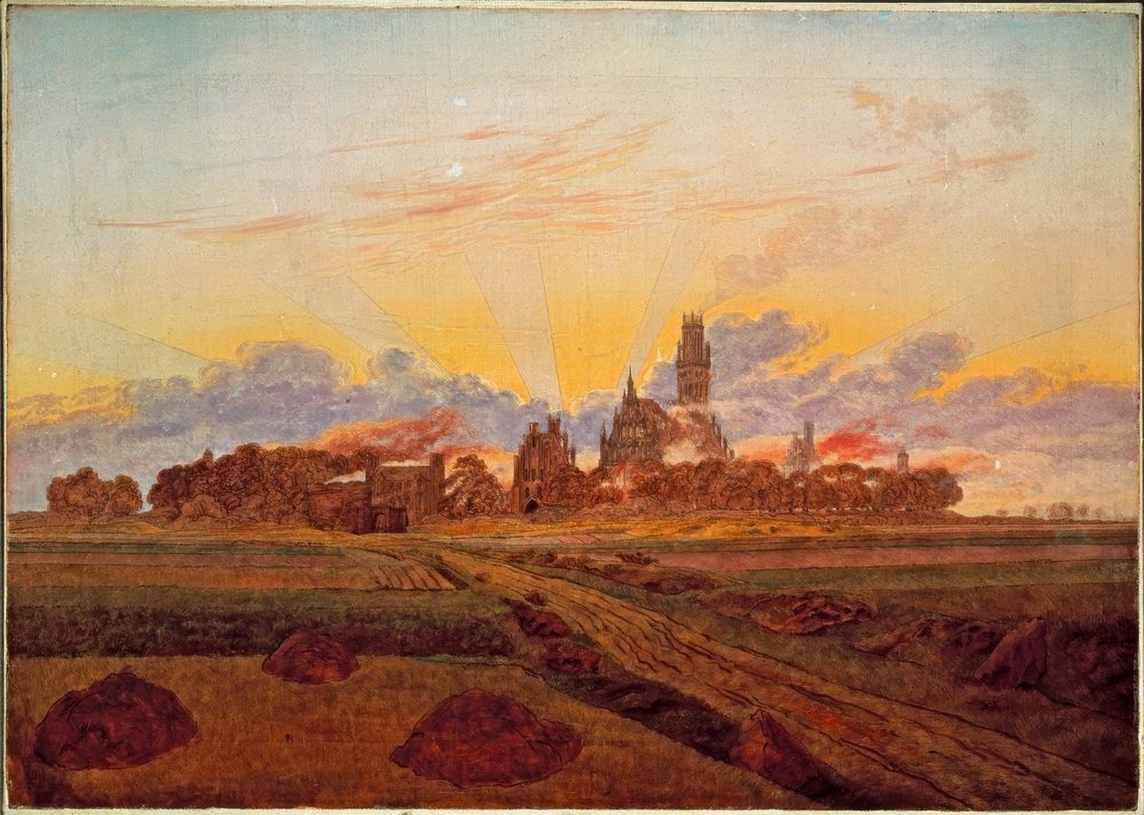 Nascer do sol perto de Neubrandenburg de Caspar David Friedrich