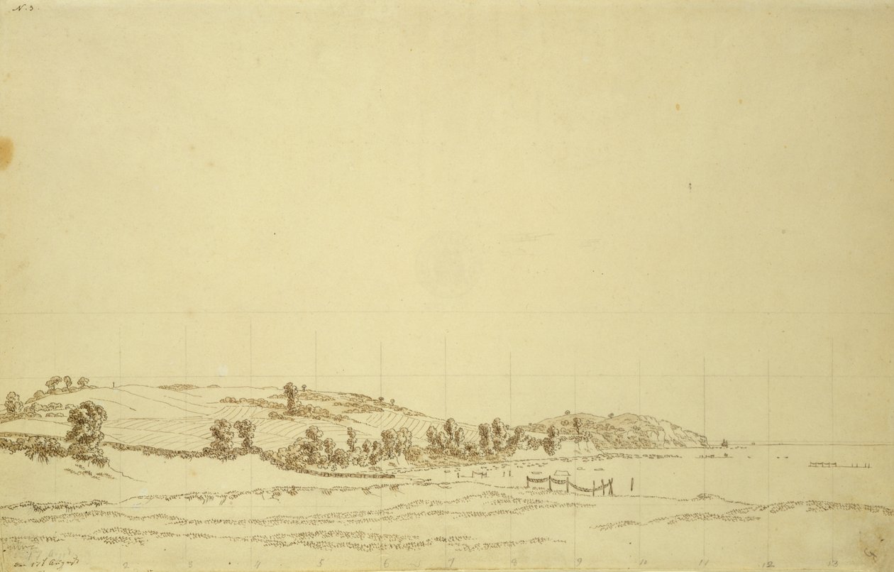 Costa Sul de Rugen (caneta e lápis sobre papel) de Caspar David Friedrich