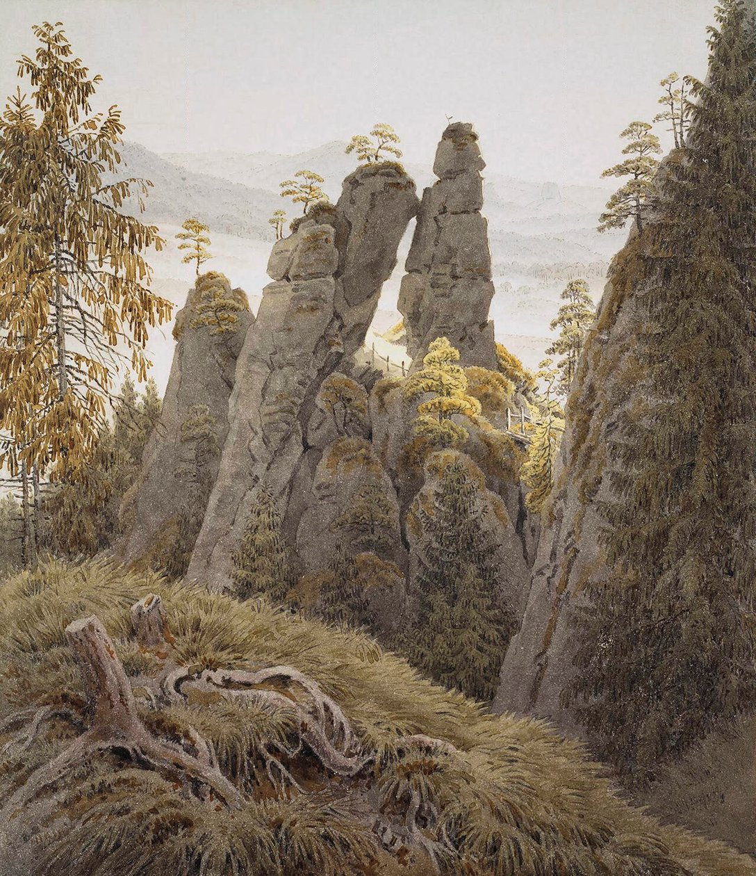 The Rock Gates em Neurathen, entre 1826 e 1828. de Caspar David Friedrich