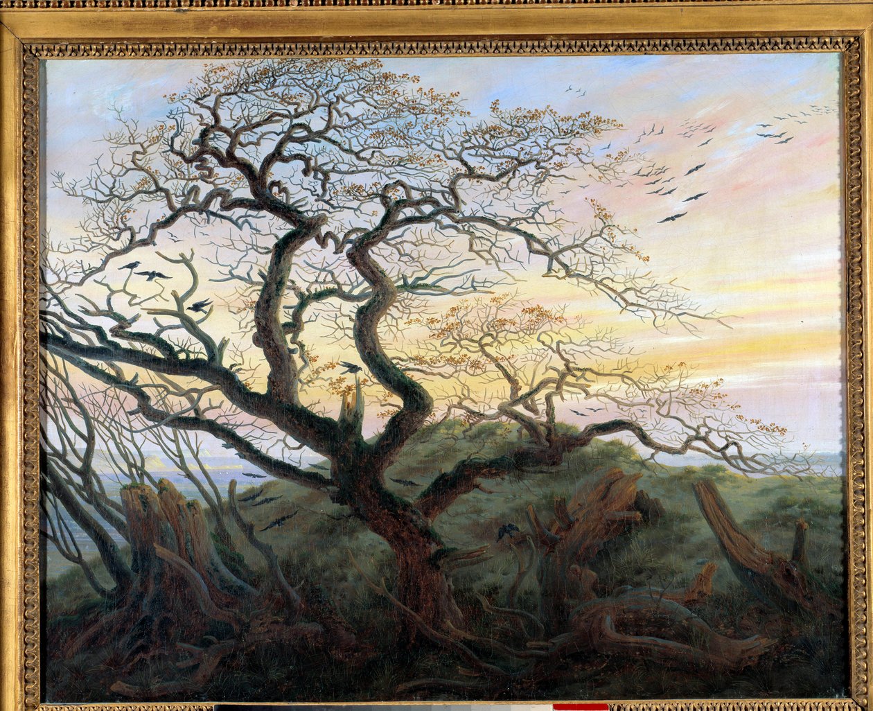 A árvore com corvos. Pintura de Friedrich Caspar David (1774-1840) de Caspar David Friedrich