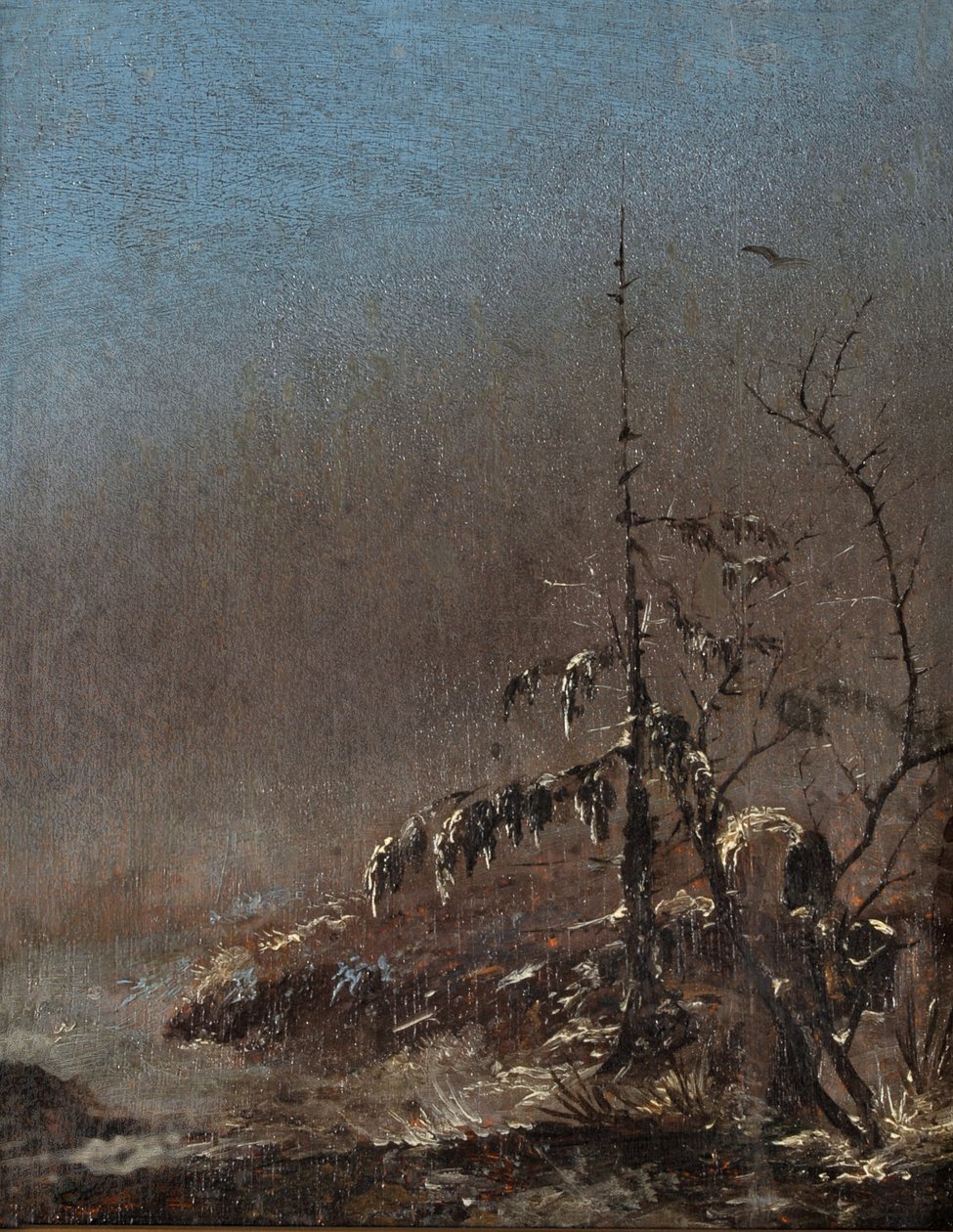 Pequena árvore coberta de neve de Caspar David Friedrich