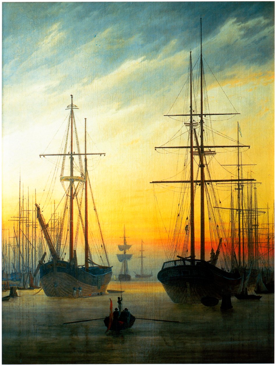Vista de um porto de Caspar David Friedrich