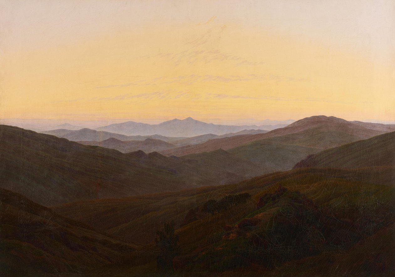Antes do nascer do sol nas montanhas de Caspar David Friedrich