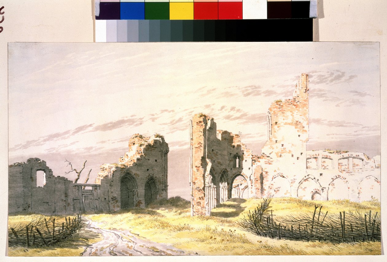 "Um Mosteiro em Elden" Watercolour de Caspar David Friedrich (1774-1840) Museu Pushkin do século XIX Moscovo de Caspar David Friedrich