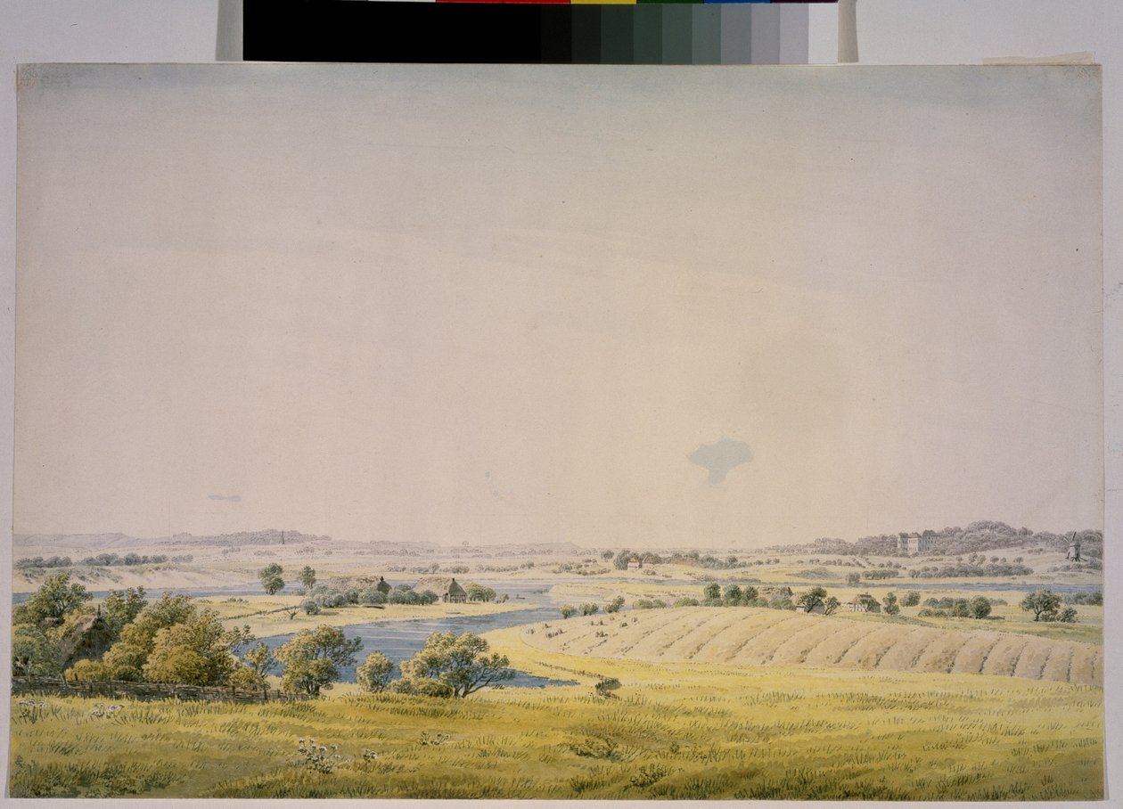 "View over Putbus and its surroundings in Germany" Aguarela de Caspar David Friedrich (1774-1840) 1824-1825 Museu Pushkin de Moscovo de Caspar David Friedrich