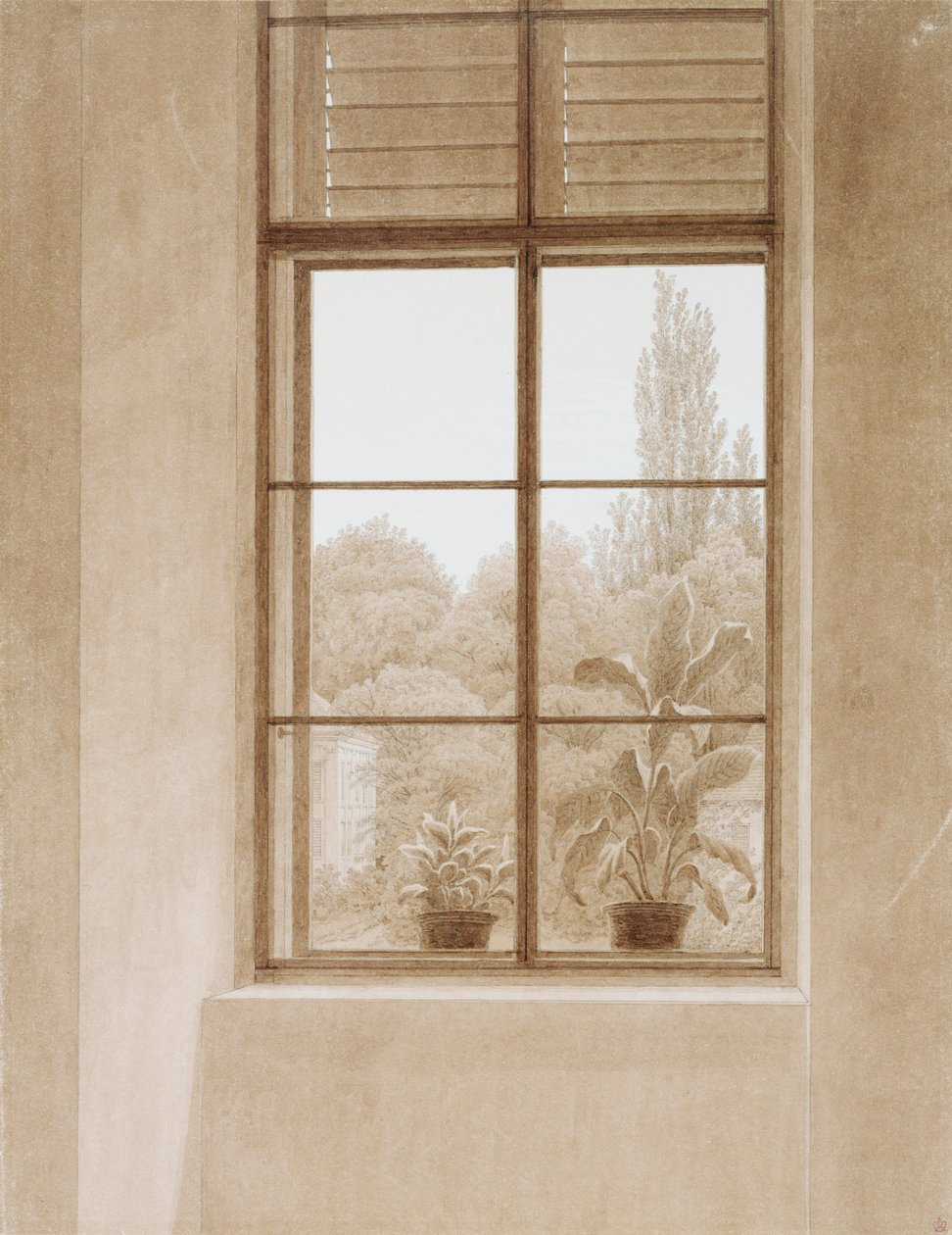 Janela que olha sobre o parque, 1810-1811. de Caspar David Friedrich