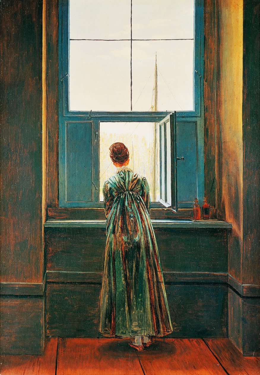 Mulher à janela, por Caspar David Friedrich (1774-1840) de Caspar David Friedrich