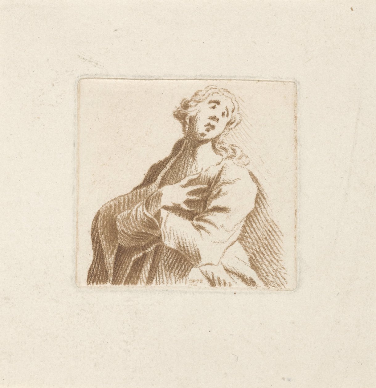 Busto de uma mulher, em desespero de Caspar Jacobsz. Philips