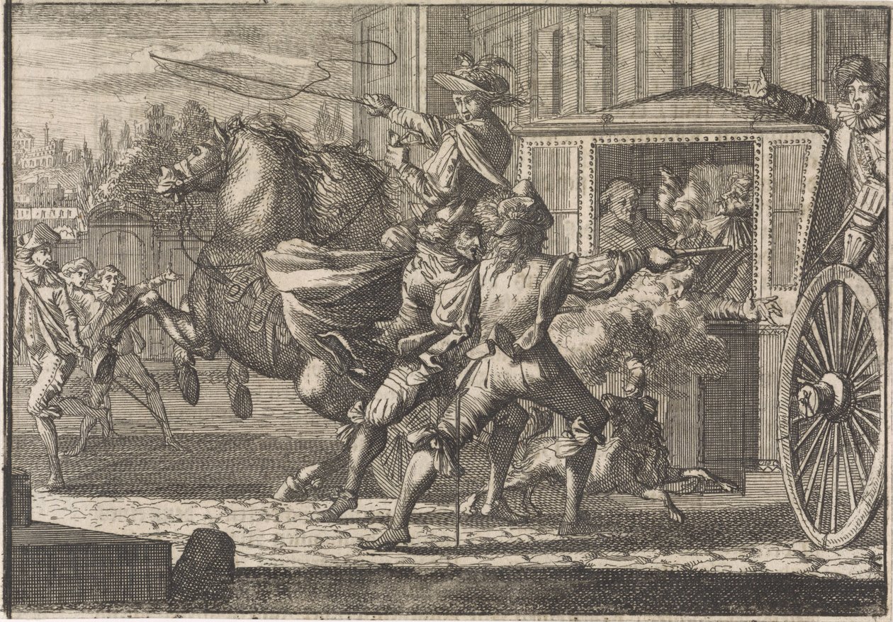 Ataque a Nicolau Monteiro, Prior de Cedofeita, nas ruas de Roma de Caspar Luyken (attributed to)