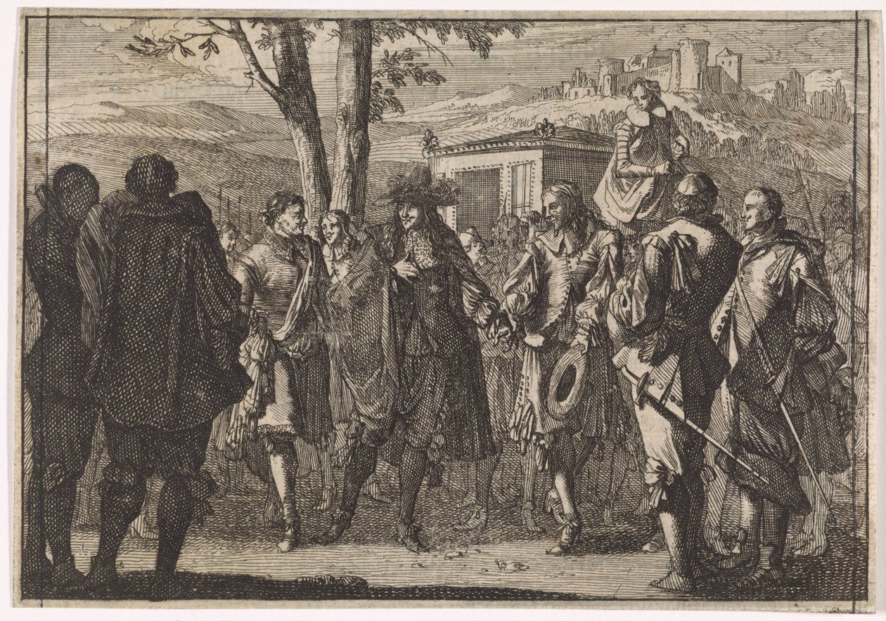 Rei Carlos I da Inglaterra é capturado pelos soldados ingleses, 1647 de Caspar Luyken (attributed to)
