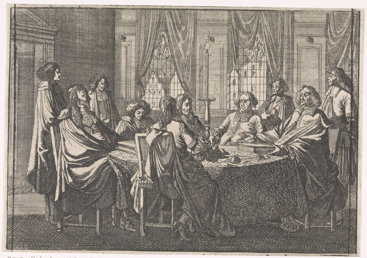 Negociações durante a Paz de Münster, 1648 de Caspar Luyken (attributed to)