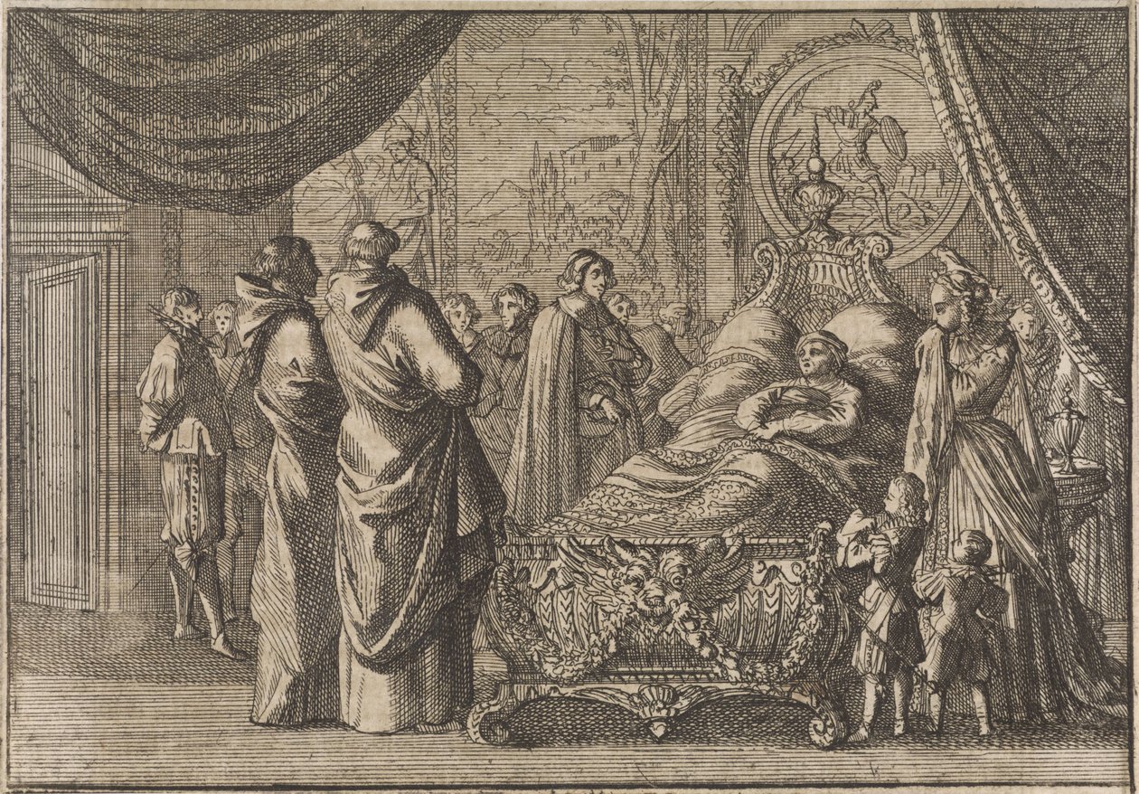 Leito de morte de Luís XIII, 1643 de Caspar Luyken (attributed to)